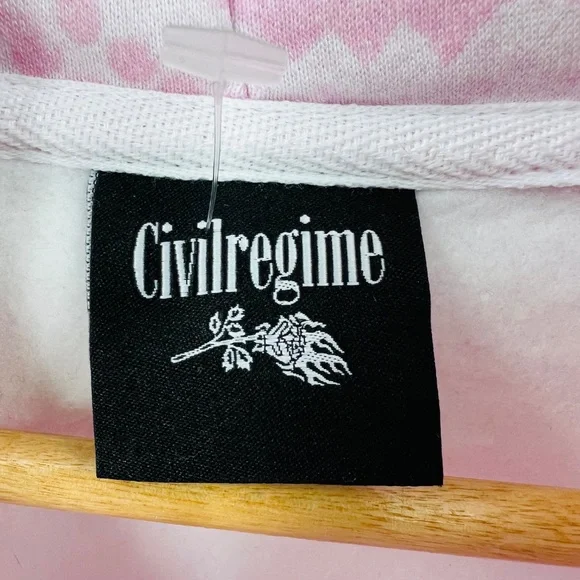 Civilregime Snakeskin Print Embroidered Floral Hoodie L Pink Black Cotton Blend - Picture 2 of 11